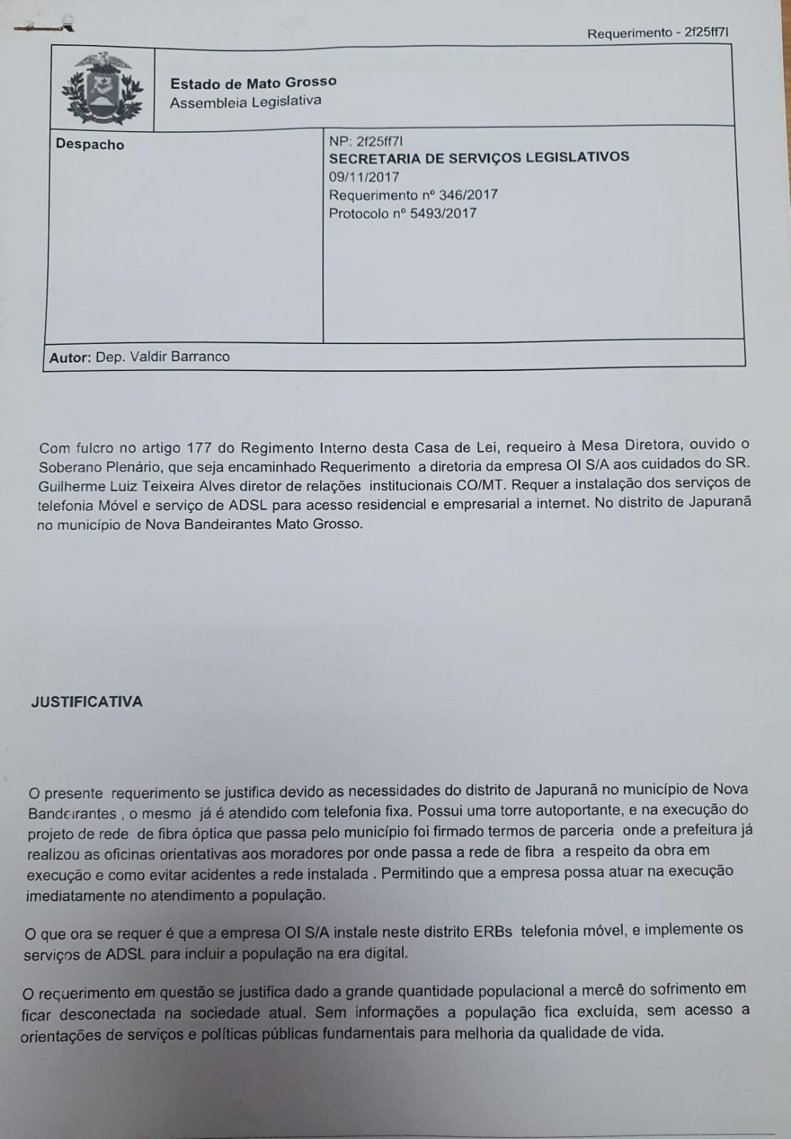 Barranco cobra na tribuna da AL e OI leva leva móvel à Japuranã