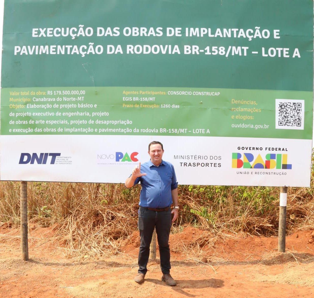 Deputado Barranco participa de cerimônia para retomada de obras da BR-158 em MT